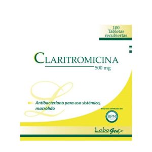 CLARITROMICINA 500mg Tableta x100