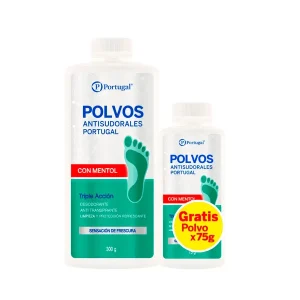 PORTUGAL Polvos Antisud. Mentol Pack 300gr+75gr