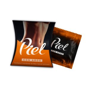 PIEL Preservativo Con Aros Naranja x24
